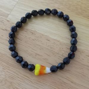 New blown glass candy corn beaded crystal bracelet hand crafted fall Halloween
